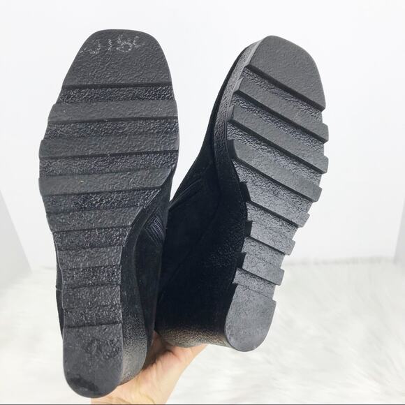 DVF Diane Von Furstenberg Black Suede Leather Knee High Wedge Boots - Picture 8 of 11